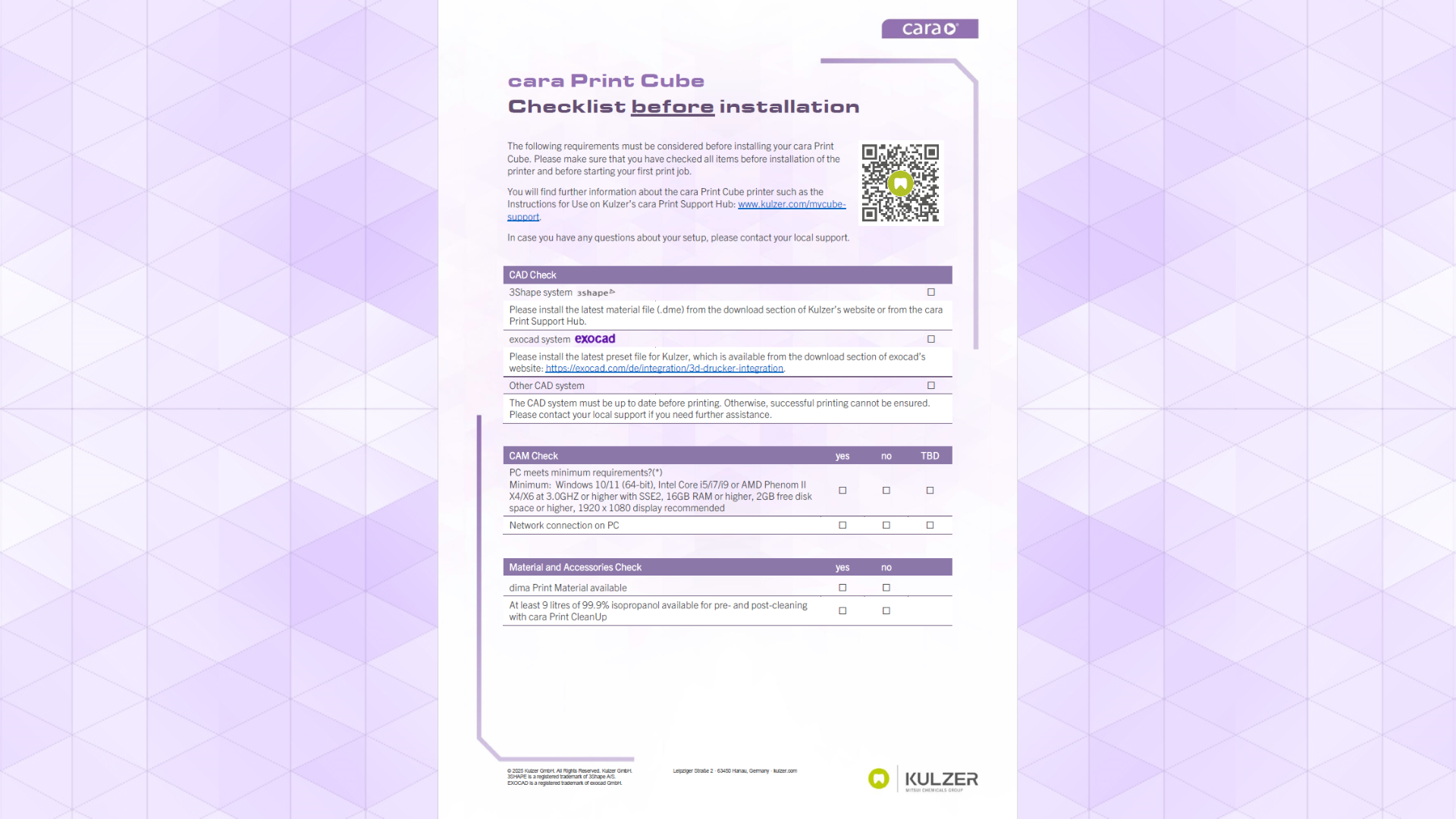 Pre Installation Checklist