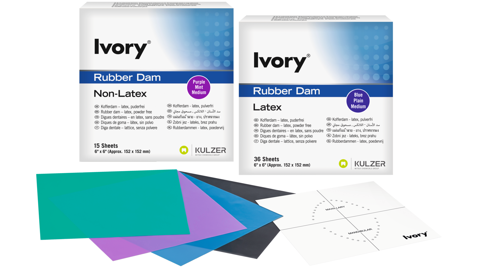 Ivory Rubber Dam Sheets and Template
