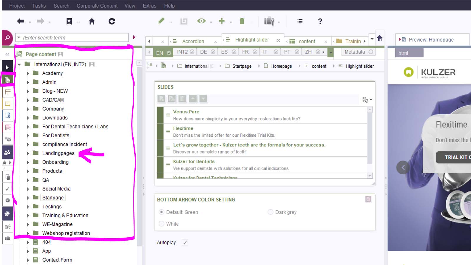 First Spirit content pages