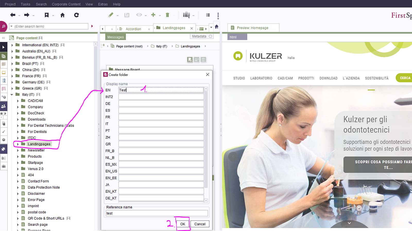 Creating new pages in FS