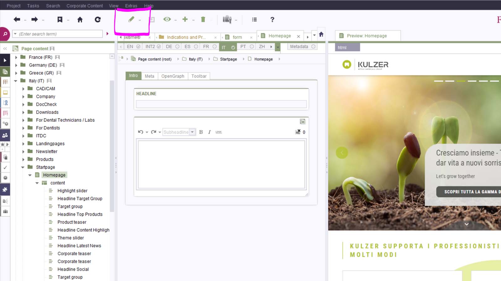 First Spirit edit mode on/off