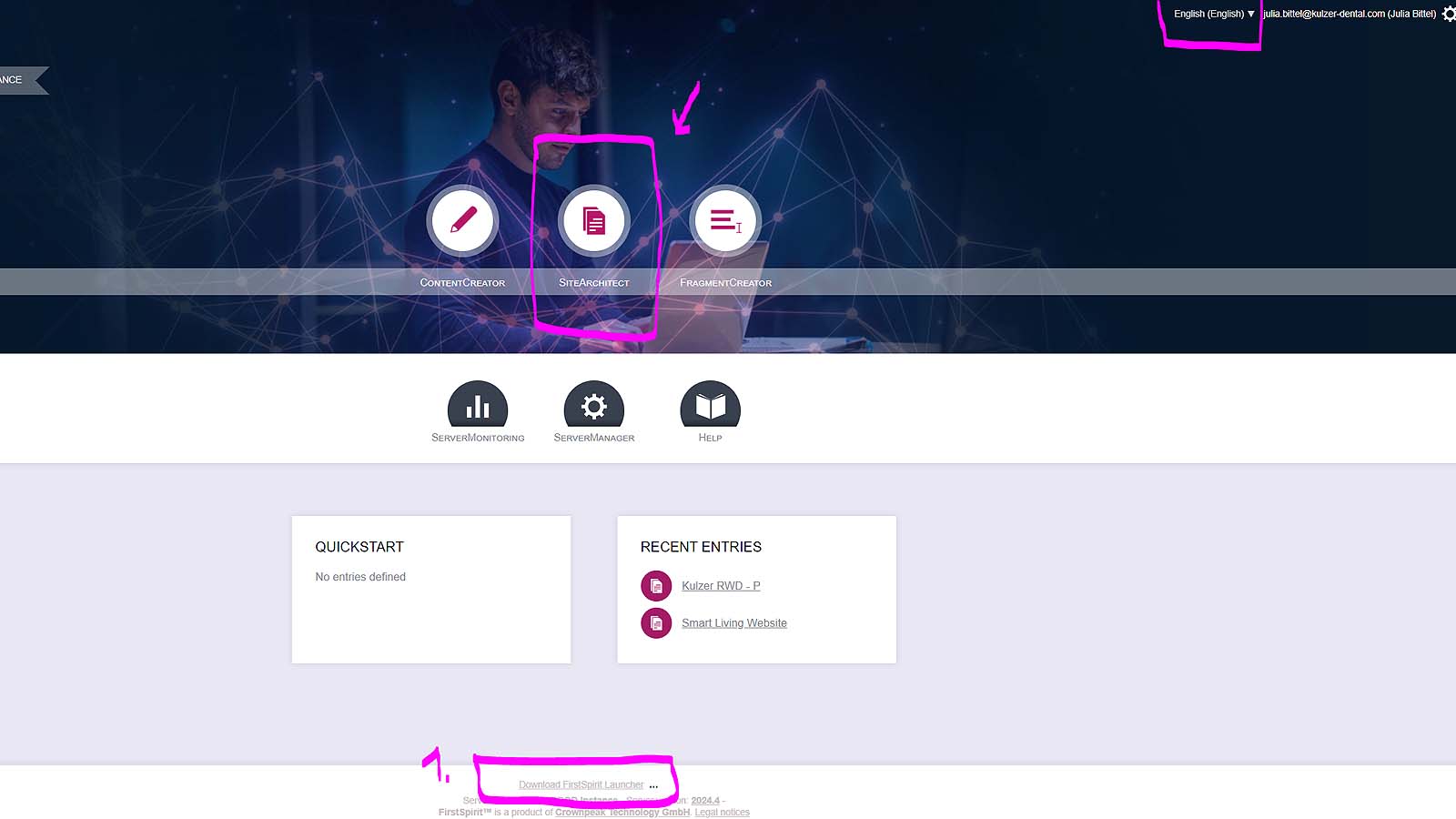 FirstSpirit start page