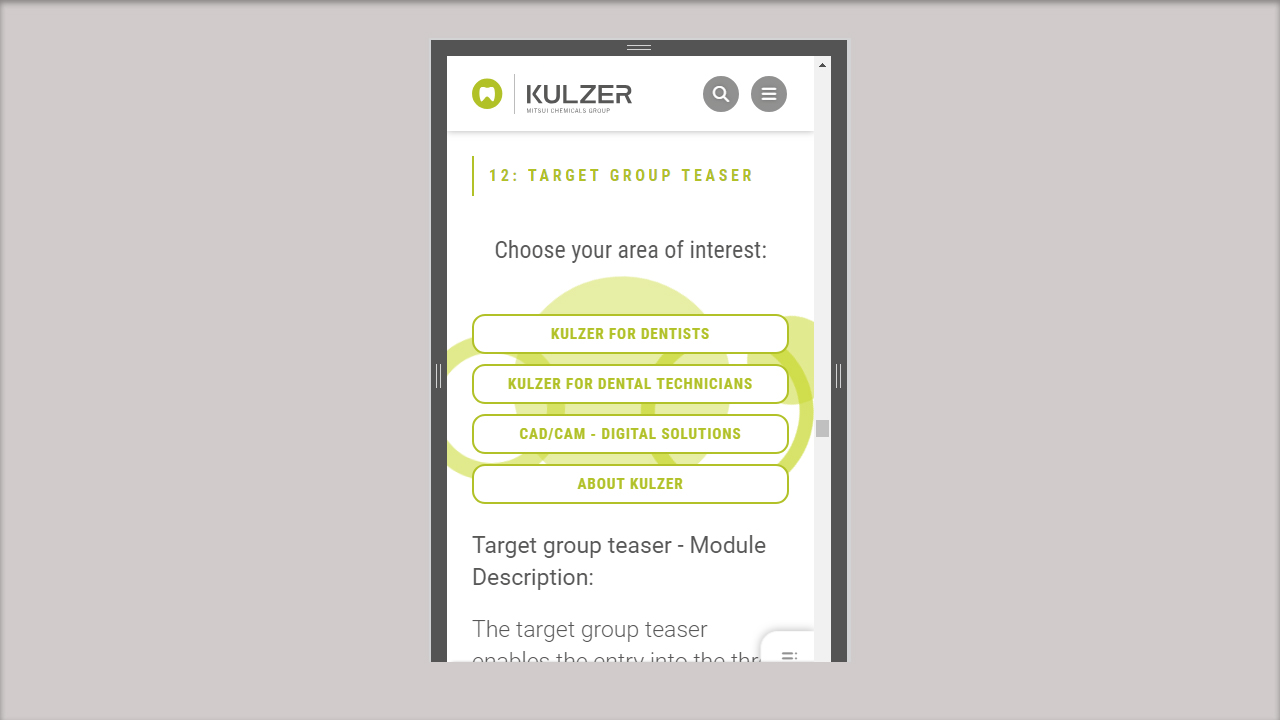 Target group teaser mobile